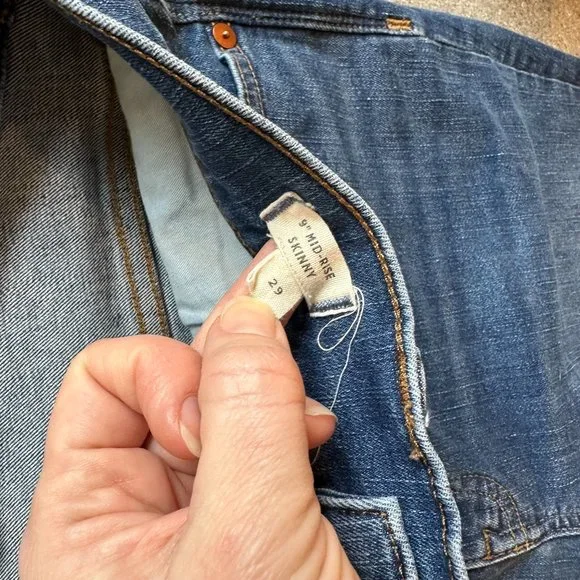 MADEWELL Women's 9" Mid-Rise Skinny Jean 29/8 medium blue slim denim - Picture 8 of 10